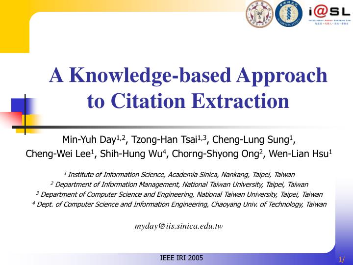 a knowledge based approach to citation extraction