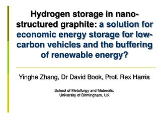 Yinghe Zhang, Dr David Book, Prof. Rex Harris School of Metallurgy and Materials,