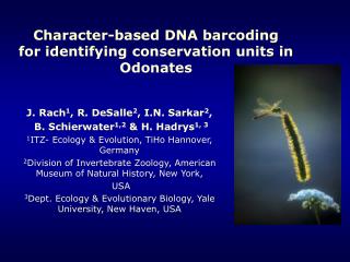 Character-based DNA barcoding for identifying conservation units in Odonates