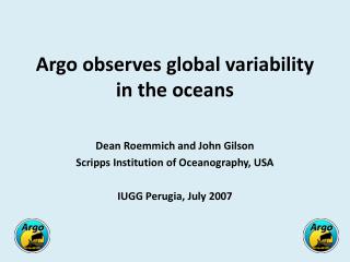 Argo observes global variability in the oceans