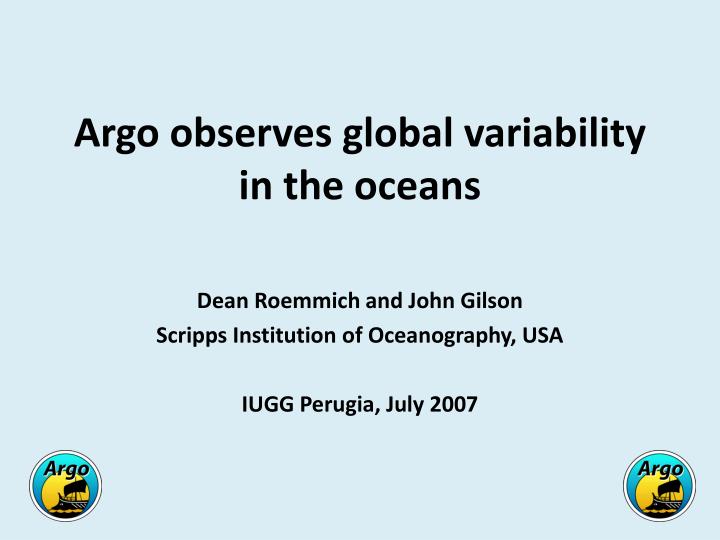 argo observes global variability in the oceans