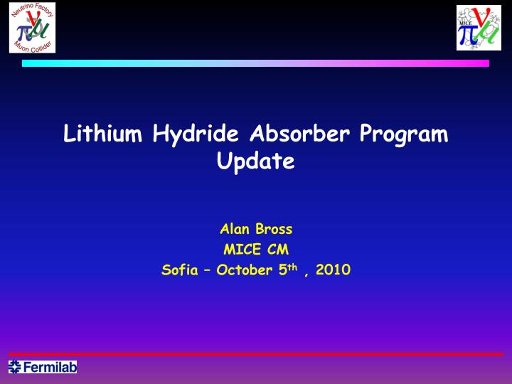 lithium hydride absorber program update