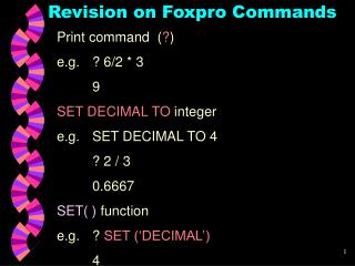 Revision on Foxpro Commands