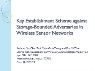 Key Establishment Scheme against Storage-Bounded Adversaries in Wireless Sensor Networks