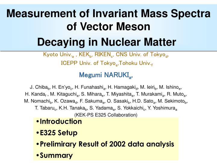 measurement of invariant mass spectra of vector meson decaying in nuclear matter