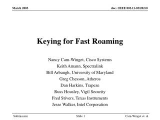 Keying for Fast Roaming