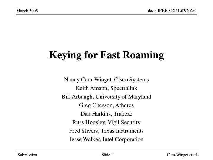 keying for fast roaming