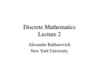 Discrete Mathematics Lecture 2