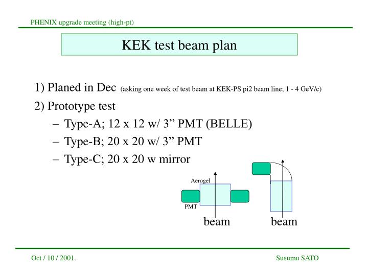 kek test beam plan