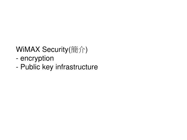 wimax security encryption public key infrastructure