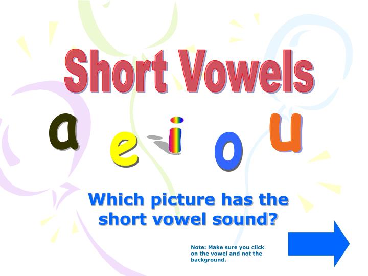 which picture has the short vowel sound