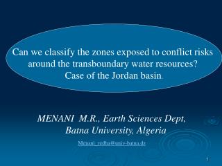 Can we classify the zones exposed to conflict risks around the transboundary water resources?