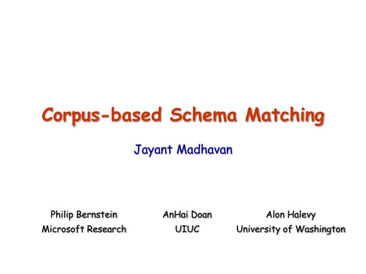 corpus based schema matching
