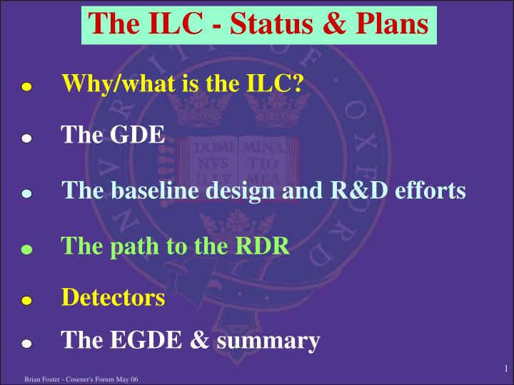 the ilc status plans
