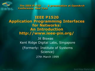 The IEEE P1520 - A presentation at OpenArch Conference, New York