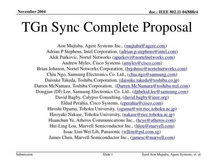 tgn sync complete proposal