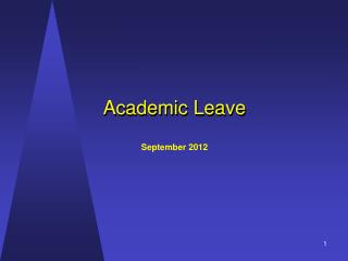 Academic Leave September 2012