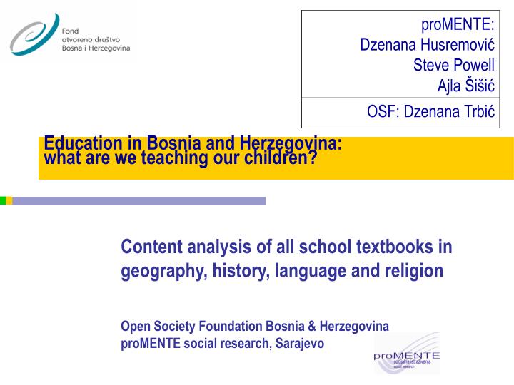 education in bosnia and herzegovina what are we teaching our children
