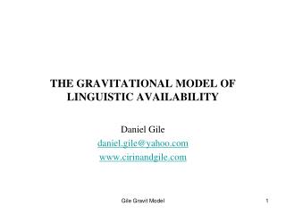 THE GRAVITATIONAL MODEL OF LINGUISTIC AVAILABILITY