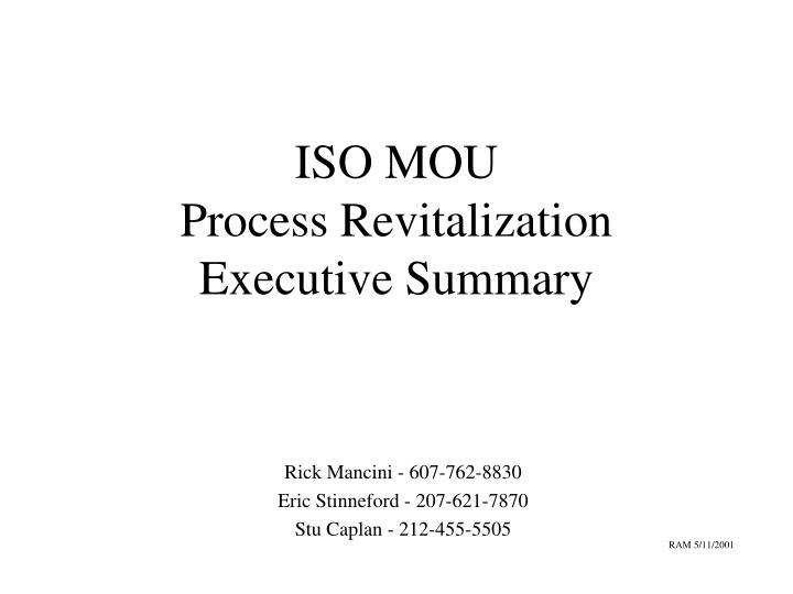 iso mou process revitalization executive summary