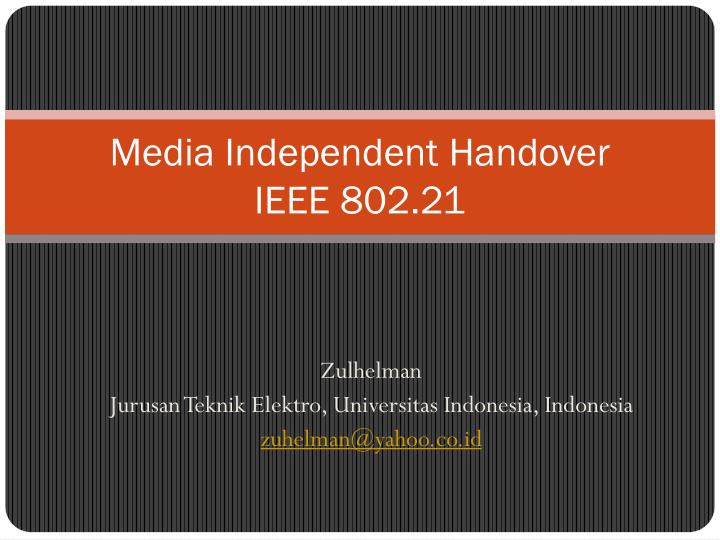 media independent handover ieee 802 21