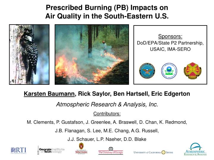prescribed burning pb impacts on air quality in the south eastern u s