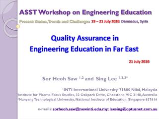 ASST Workshop on Engineering Education