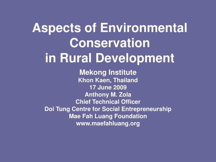 aspects of environmental conservation in rural development