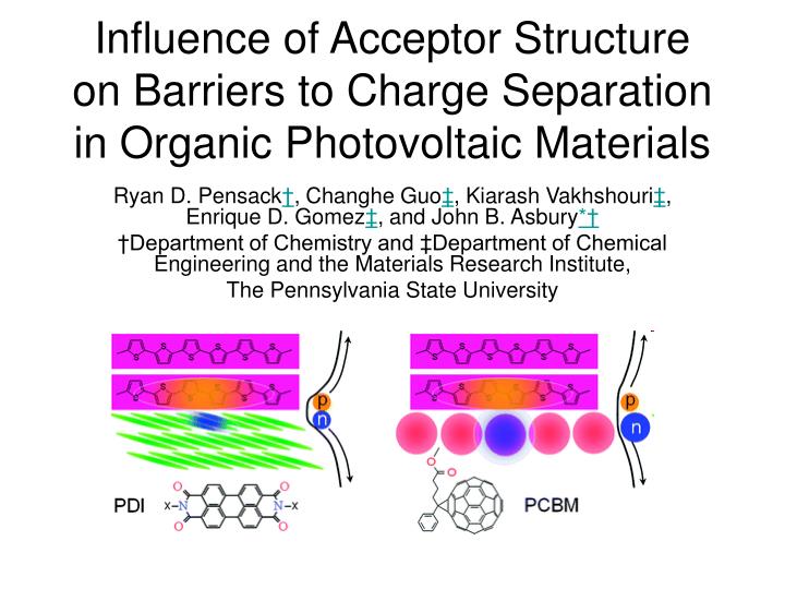 influence of acceptor structure on barriers to charge separation in organic photovoltaic materials