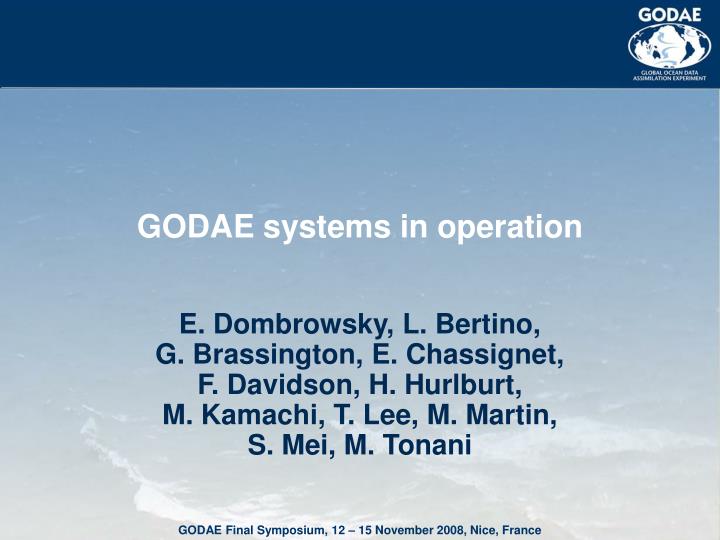 godae systems in operation