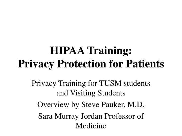 hipaa training privacy protection for patients