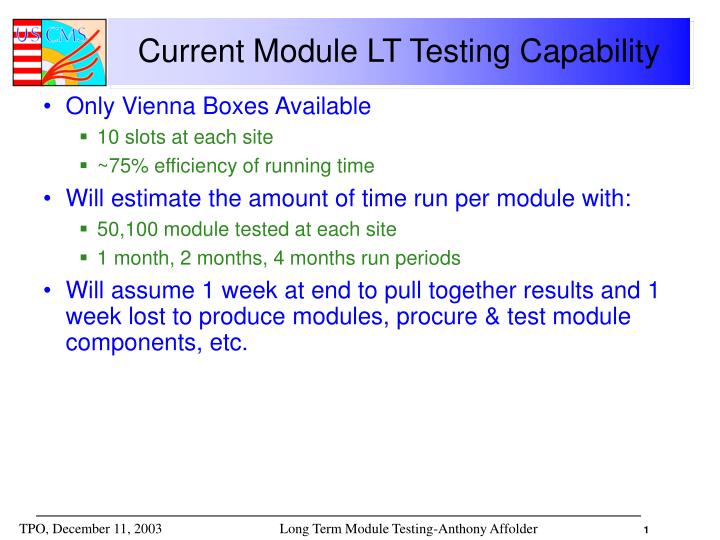 current module lt testing capability