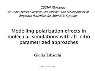 Modelling polarization effects in molecular simulations with ab initio parametrized approaches