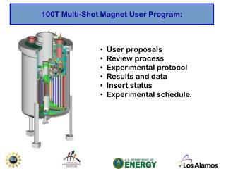 100T Multi-Shot Magnet User Program: