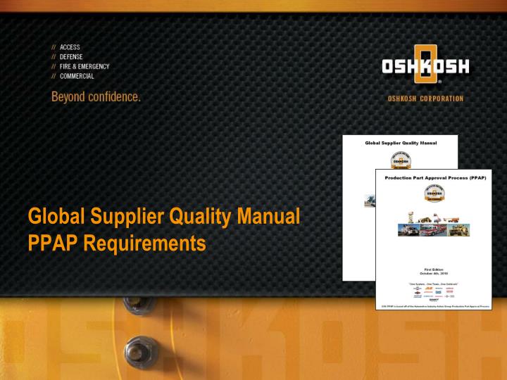 global supplier quality manual ppap requirements
