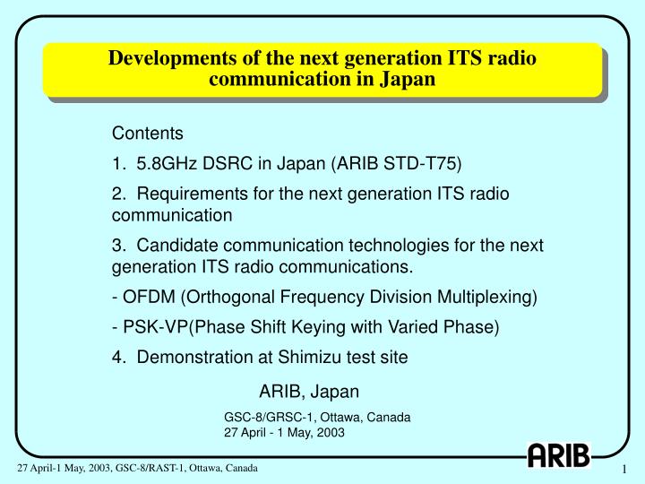 developments of the next generation its radio communication in japan
