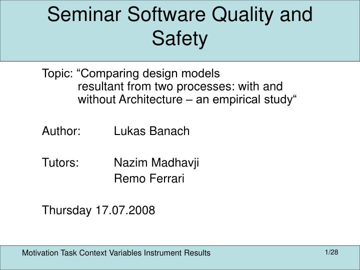 seminar software quality and safety
