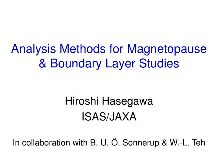 analysis methods for magnetopause boundary layer studies