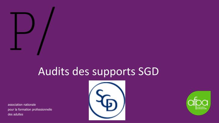 audits des supports sgd