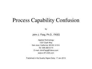 Process Capability Confusion