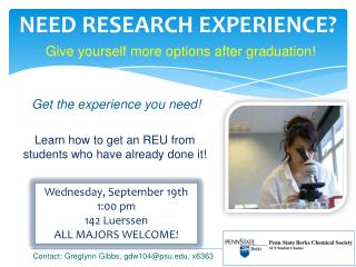 NEED RESEARCH EXPERIENCE?