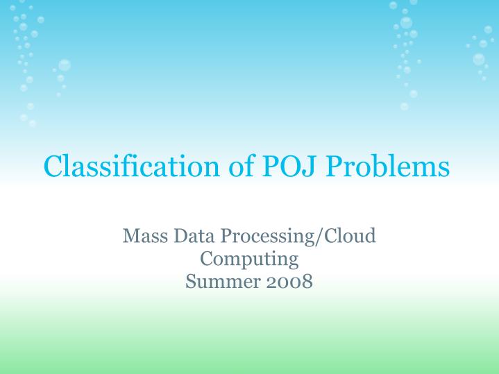 classification of poj problems