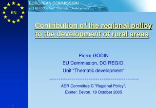 Contribution of the regional policy to the development of rural areas