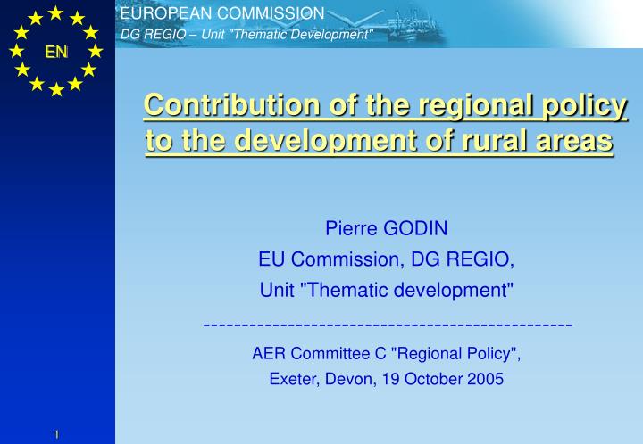 contribution of the regional policy to the development of rural areas
