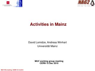 Activities in Mainz