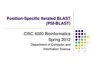 Position-Specific Iterated BLAST (PSI-BLAST)