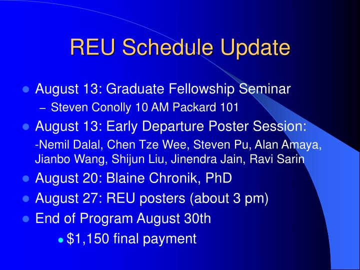 reu schedule update