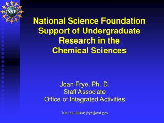 National Science Foundation Support of Undergraduate Research in the Chemical Sciences