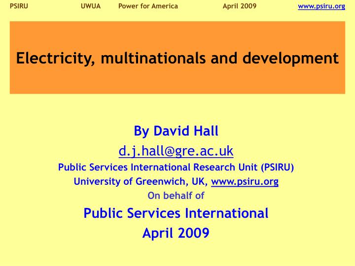 electricity multinationals and development