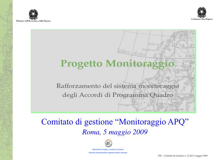 comitato di gestione monitoraggio apq roma 5 maggio 2009